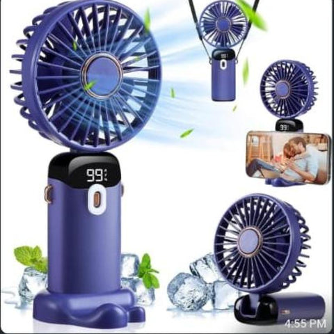 Portable Hand Fan With Digital Screen ( Free Delivery + Cash On Delivery )